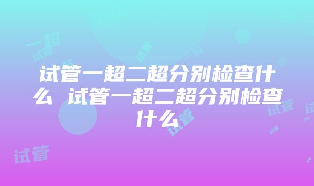 试管一超二超分别检查什么 试管一超二超分别检查什么