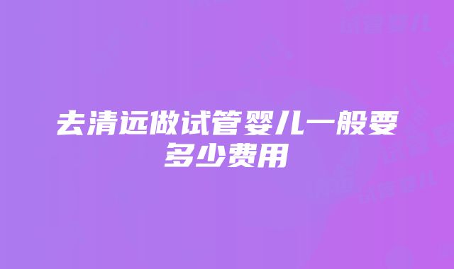 去清远做试管婴儿一般要多少费用