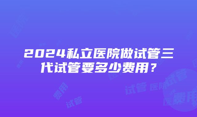 2024私立医院做试管三代试管要多少费用？