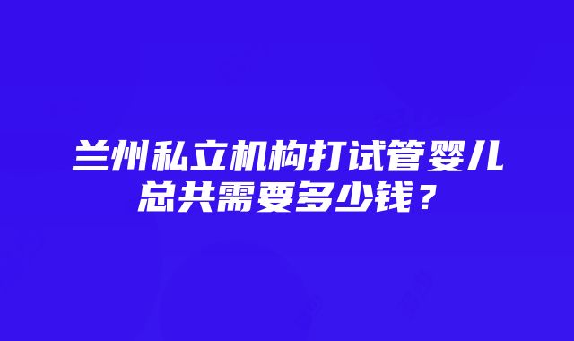 兰州私立机构打试管婴儿总共需要多少钱？