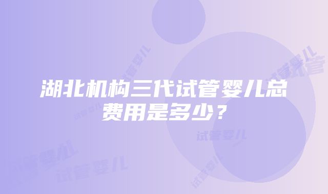 湖北机构三代试管婴儿总费用是多少？