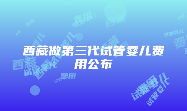 西藏做第三代试管婴儿费用公布