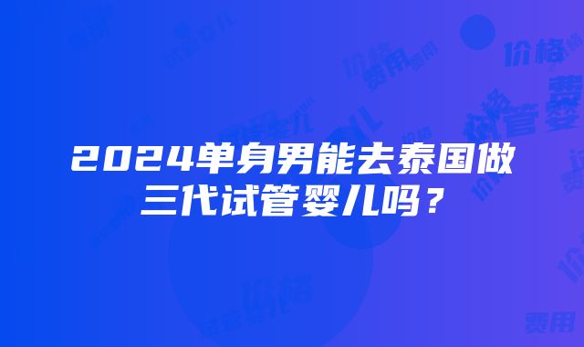 2024单身男能去泰国做三代试管婴儿吗？