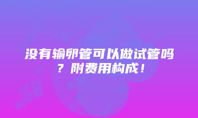 没有输卵管可以做试管吗？附费用构成！