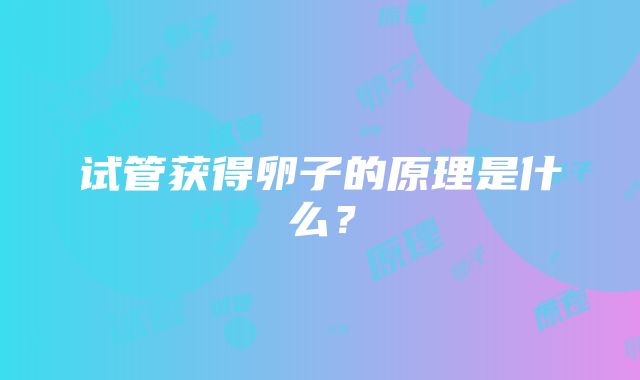 试管获得卵子的原理是什么？