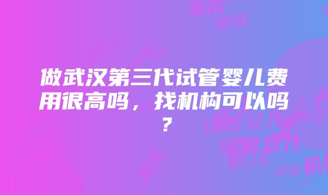 做武汉第三代试管婴儿费用很高吗，找机构可以吗？