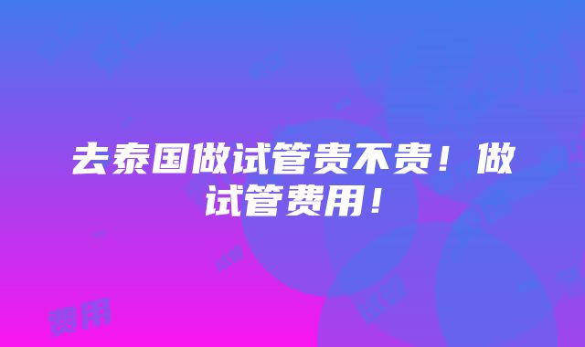 去泰国做试管贵不贵！做试管费用！