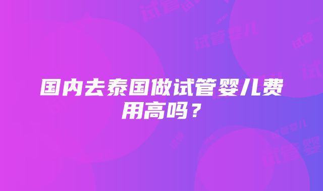 国内去泰国做试管婴儿费用高吗？