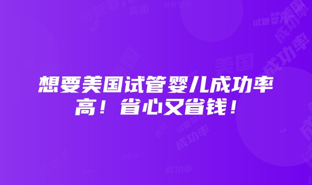 想要美国试管婴儿成功率高！省心又省钱！