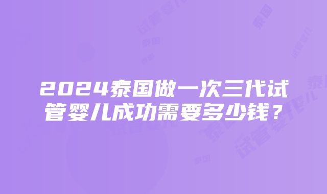 2024泰国做一次三代试管婴儿成功需要多少钱？