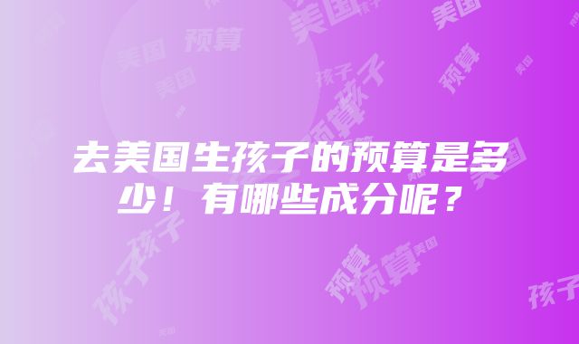 去美国生孩子的预算是多少！有哪些成分呢？