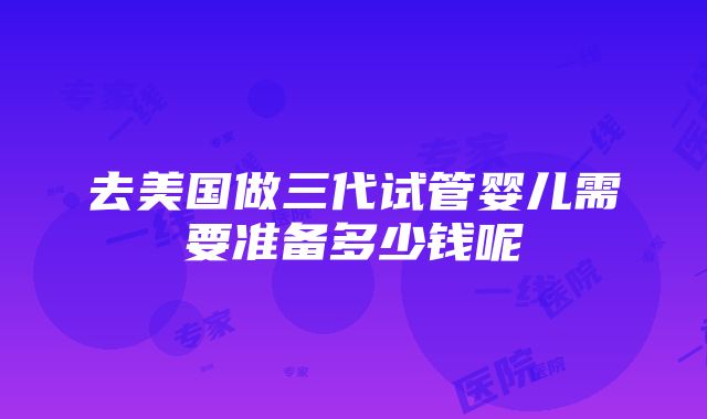 去美国做三代试管婴儿需要准备多少钱呢