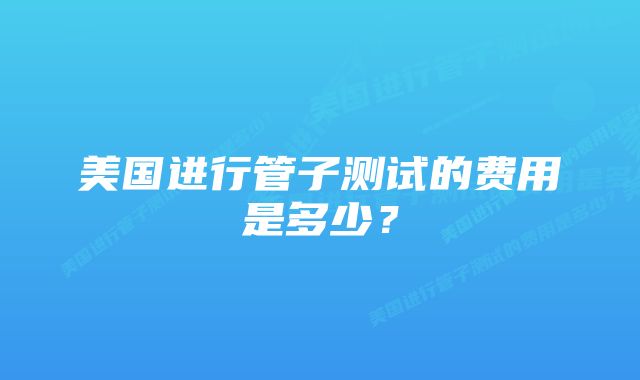 美国进行管子测试的费用是多少？