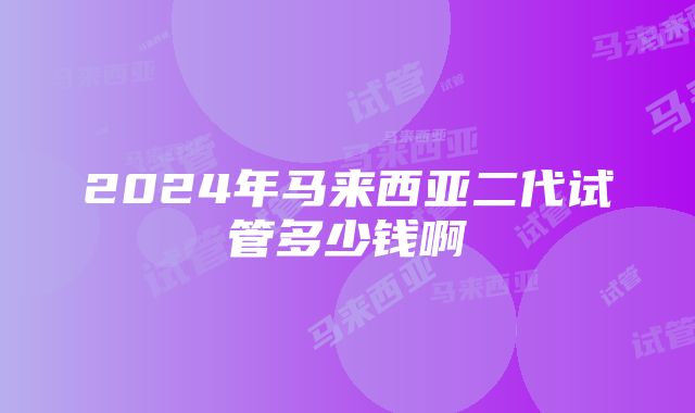 2024年马来西亚二代试管多少钱啊