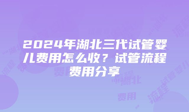 2024年湖北三代试管婴儿费用怎么收？试管流程费用分享