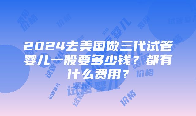 2024去美国做三代试管婴儿一般要多少钱？都有什么费用？