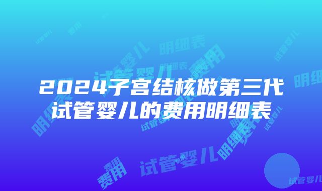 2024子宫结核做第三代试管婴儿的费用明细表