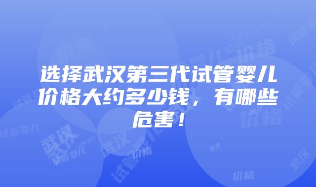 选择武汉第三代试管婴儿价格大约多少钱，有哪些危害！