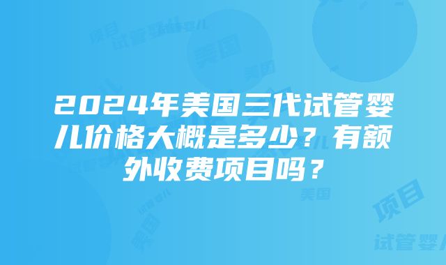 2024年美国三代试管婴儿价格大概是多少？有额外收费项目吗？