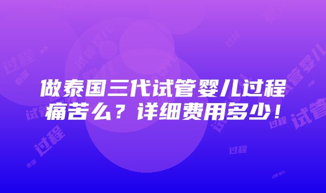 做泰国三代试管婴儿过程痛苦么？详细费用多少！