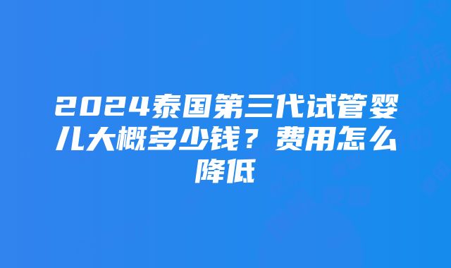 2024泰国第三代试管婴儿大概多少钱？费用怎么降低