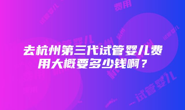 去杭州第三代试管婴儿费用大概要多少钱啊？