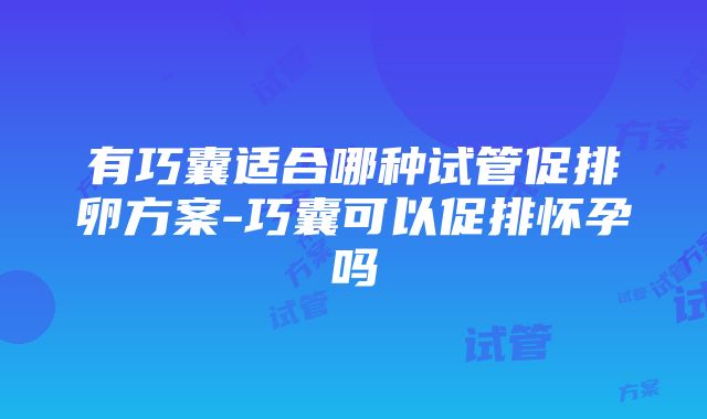 有巧囊适合哪种试管促排卵方案-巧囊可以促排怀孕吗