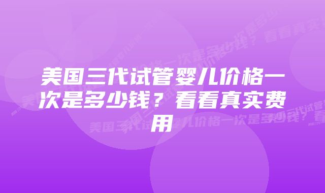 美国三代试管婴儿价格一次是多少钱？看看真实费用