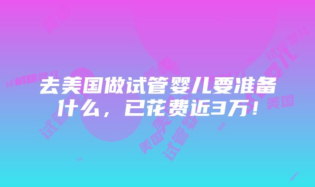 去美国做试管婴儿要准备什么，已花费近3万！