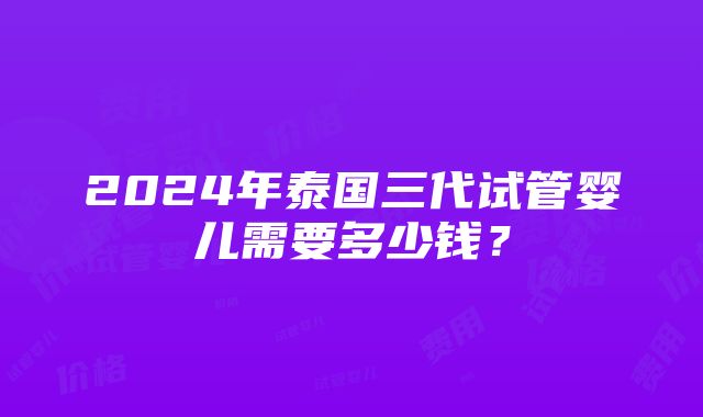 2024年泰国三代试管婴儿需要多少钱？