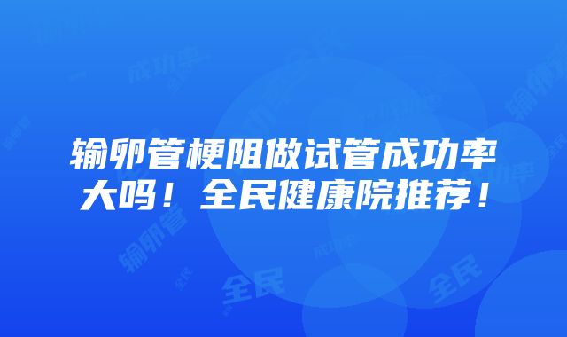 输卵管梗阻做试管成功率大吗！全民健康院推荐！