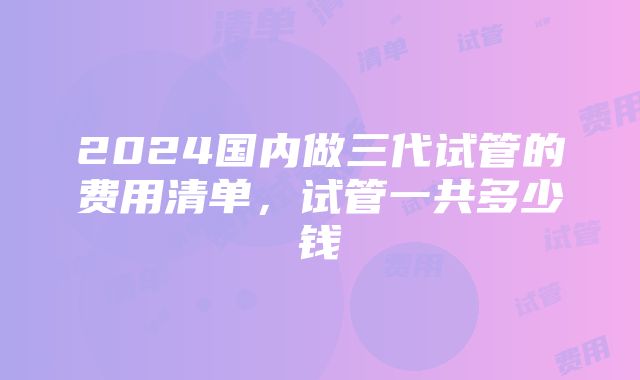 2024国内做三代试管的费用清单，试管一共多少钱