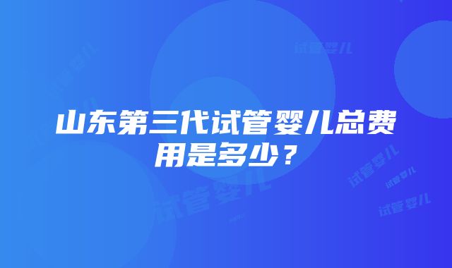 山东第三代试管婴儿总费用是多少？