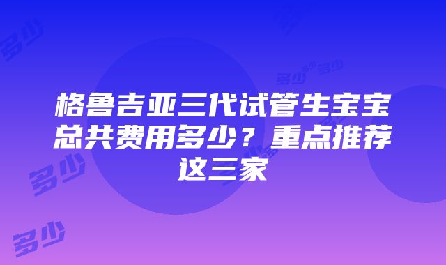 格鲁吉亚三代试管生宝宝总共费用多少？重点推荐这三家