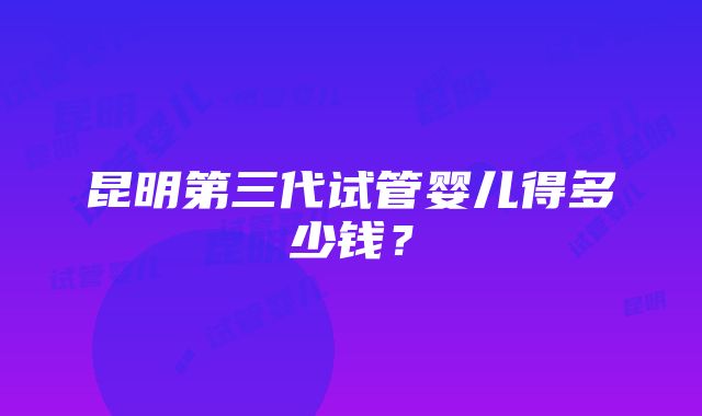 昆明第三代试管婴儿得多少钱？