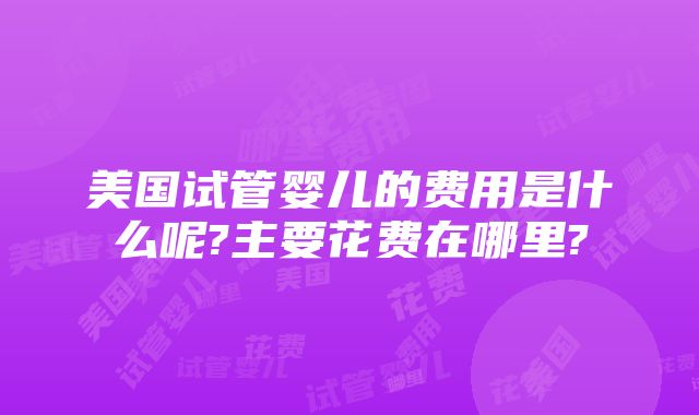 美国试管婴儿的费用是什么呢?主要花费在哪里?