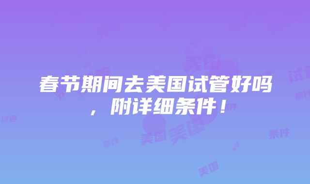 春节期间去美国试管好吗，附详细条件！