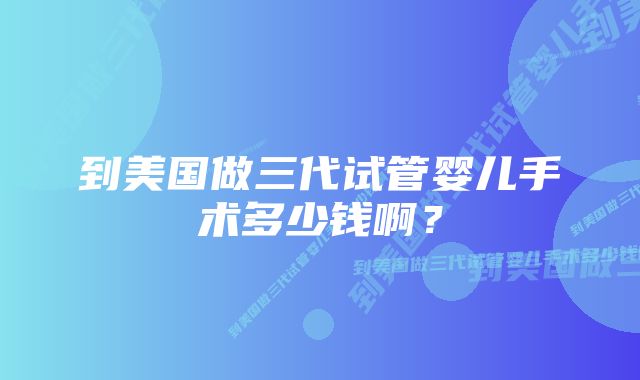 到美国做三代试管婴儿手术多少钱啊？