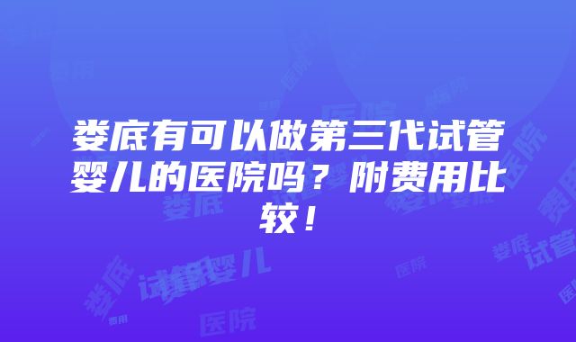 娄底有可以做第三代试管婴儿的医院吗？附费用比较！