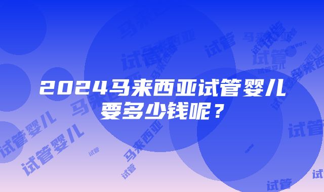 2024马来西亚试管婴儿要多少钱呢？