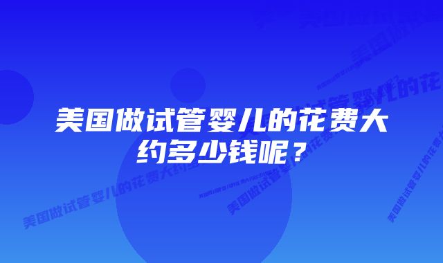 美国做试管婴儿的花费大约多少钱呢？