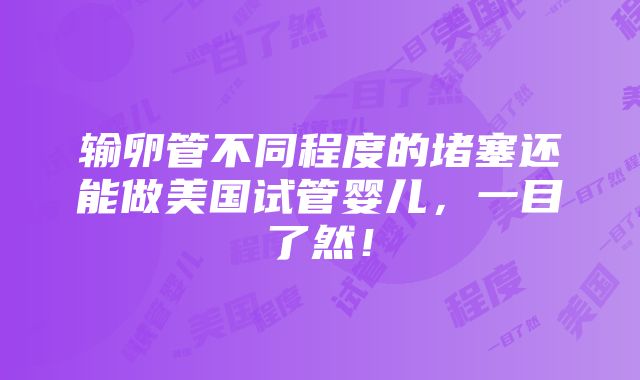 输卵管不同程度的堵塞还能做美国试管婴儿，一目了然！