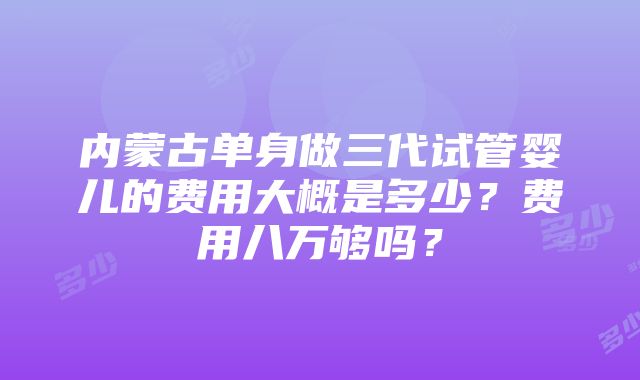 内蒙古单身做三代试管婴儿的费用大概是多少？费用八万够吗？