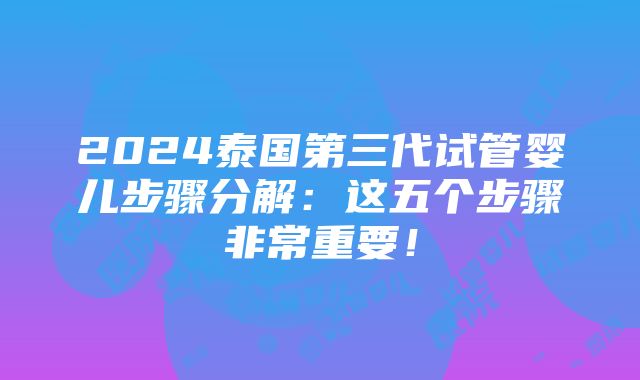 2024泰国第三代试管婴儿步骤分解：这五个步骤非常重要！