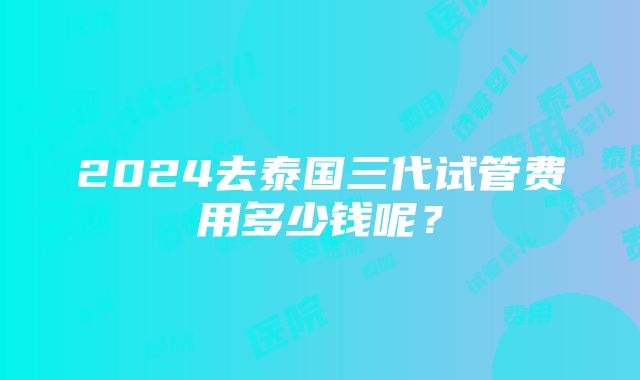 2024去泰国三代试管费用多少钱呢？