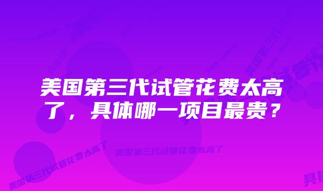 美国第三代试管花费太高了，具体哪一项目最贵？