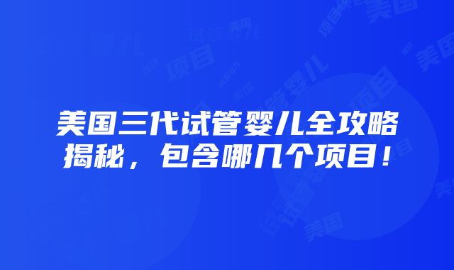 美国三代试管婴儿全攻略揭秘，包含哪几个项目！