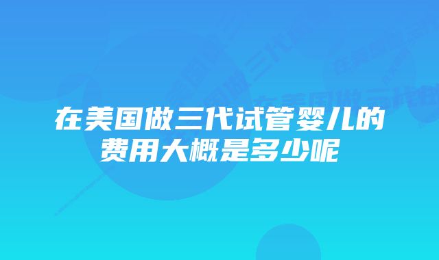 在美国做三代试管婴儿的费用大概是多少呢