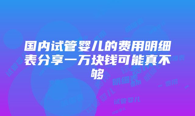 国内试管婴儿的费用明细表分享一万块钱可能真不够