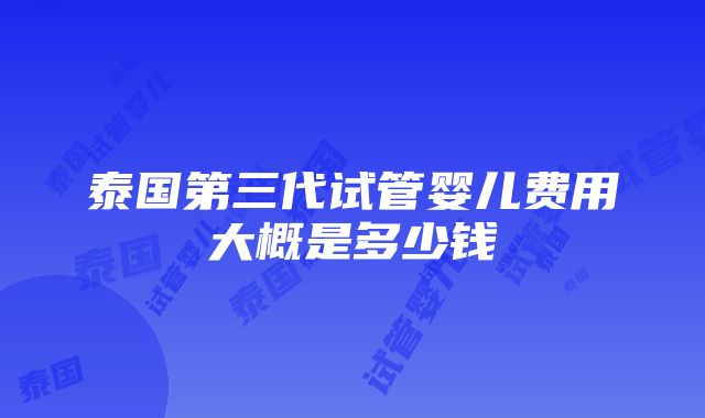 泰国第三代试管婴儿费用大概是多少钱